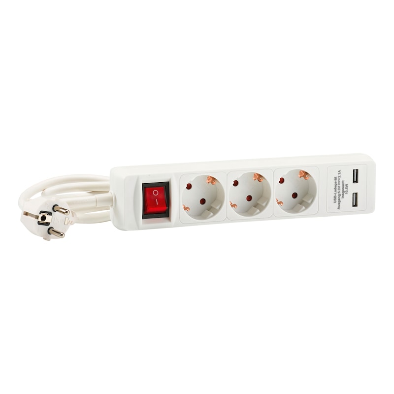 HEDI 3-way multiple socket outlet with USB