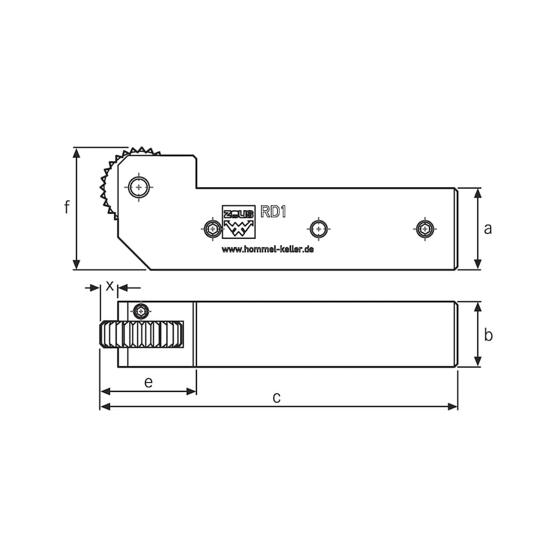 Porte-outil de moletage à droite et à gauche ZEUS 131-20 - Outil de moletage (série RD1 modèle 131)