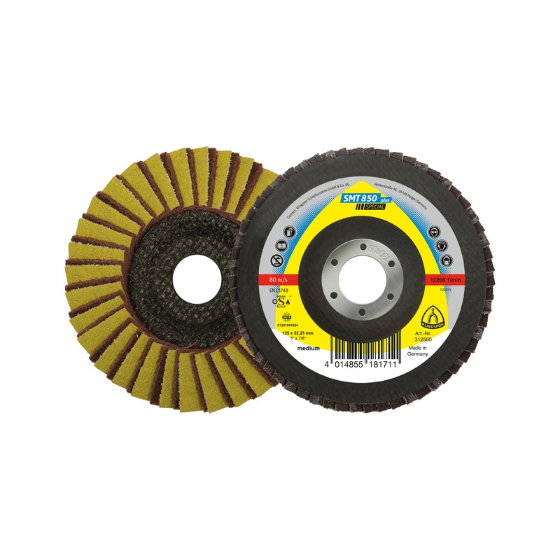 Klingspor SMT 626 Schleifmop-Scheiben – 125x22,23 Mm, Korn 40, Gewölbt 6°, 10 Stück, Für Metallbearbeitung