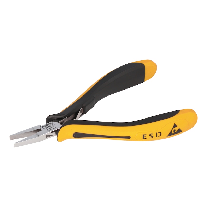 ATORN ESD precision electronics flat nose pliers, 130 mm, short jaws without cut - Precision electronics flat nose pliers ESD, straight short and smooth jaws