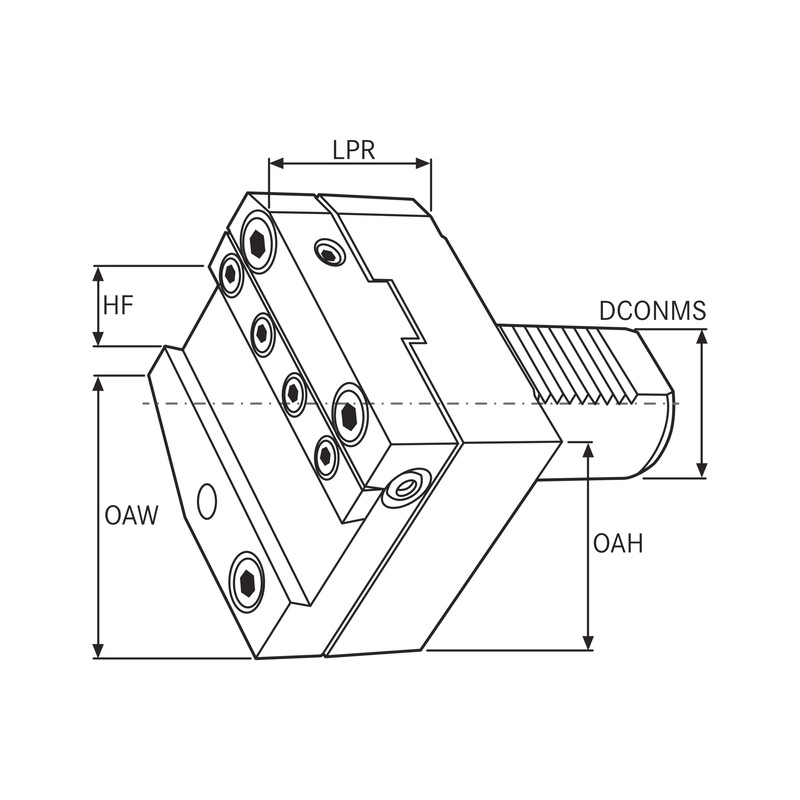 KEMMLER cut-off holder VDI50 right 50-32 mm - Cut-off holders, right, height-adjustable