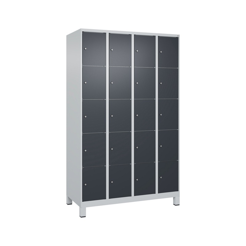 C+P Classic PLUS locker cabinet, feet, 20 comp. 1,950x1,200x500 mm RAL 7035/7016 - Classic PLUS locker cabinet