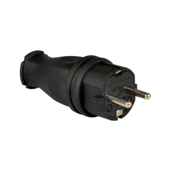 Type F plug male - PLUG RUBBER 16A IP44 SCHUKO BK