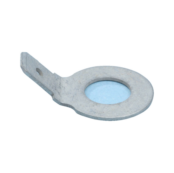 Blade connector male with mounting hole - CABLE CONNECTOR FLAT 6,3X0,8-D8,4MM 45°