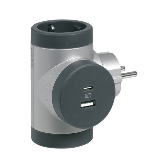 Pistorasia haaroitin, 2 pistorasiaa +USB A+C Legrand