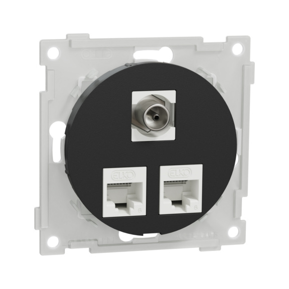 Telecom outlet 2XC6 UTP/1XF/IEC direct ELKO One  ELKO One - TELEBOX 2XC6 UTP/1XF/IEC DIRECT BK