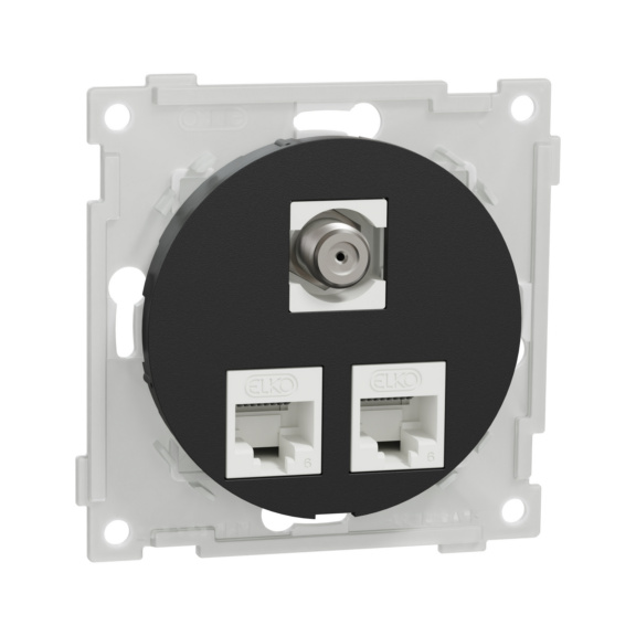 Telecom outlet 2XC6 UTP/1XF/F direct  ELKO One - TELEBOX 2XC6 UTP/1XF/F DIRECT BK