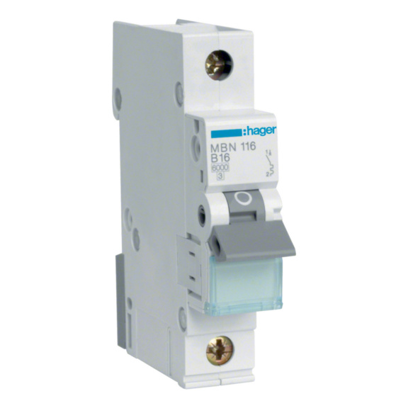Johdonsuojakatkaisija MBN 6kA Hager - JOHDONSUOJAK. 1-NAP B 1X16A MBN116E