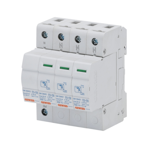 Ylijännitesuoja tyyppi 1+2 LST Gewiss - YLIJÄNNITESUOJA KIINTEI. 3-NAP+N GWD6402