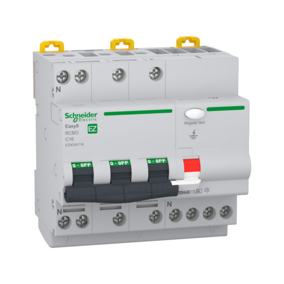 Residual current circuit breaker with overcurrent protection Easy9 - RCBO EASY9 3-P+N C16A 30mA