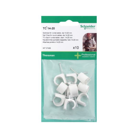 Nail-in clip white TC Thorsman - NAIL CLIP TC 14-20 10PCS THORSMAN WT