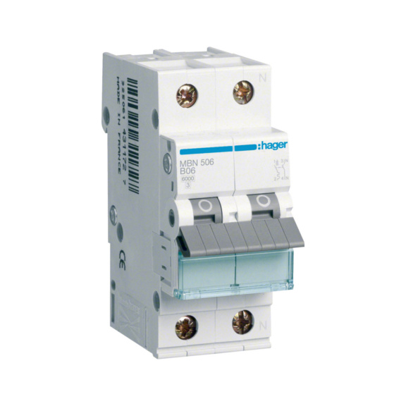 Miniature circuit breaker MBN Hager - MCB MBN506 1+N 6A B-CURVE 6KA