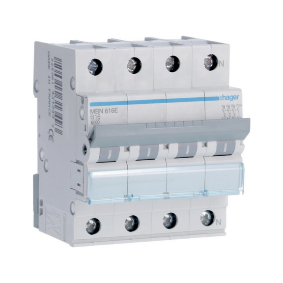 Miniature circuit breaker MBN Hager - MCB MBN616 3+N 16A B-CURVE 6KA