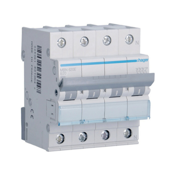 Miniature circuit breaker MBN Hager - MCB MBN620 3+N 20A B-CURVE 6KA