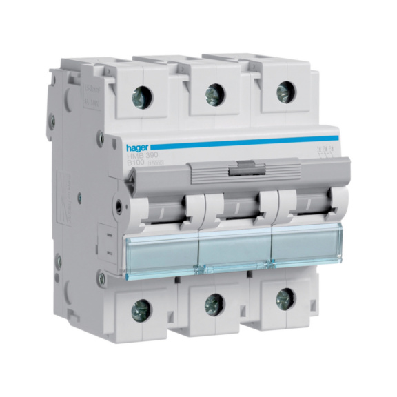Miniature circuit breaker HMB Hager - MCB HMB390 3X100A B-CURVE 15KA
