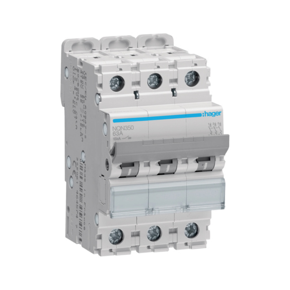 Miniature circuit breaker NQN Hager - MCB NQN350 3X50A B-CURVE 15KA