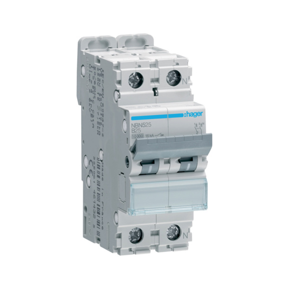 Miniature circuit breaker NBN Hager - CIRCUIT BREAKER NBN525 1L+N B-25A 10KA 2
