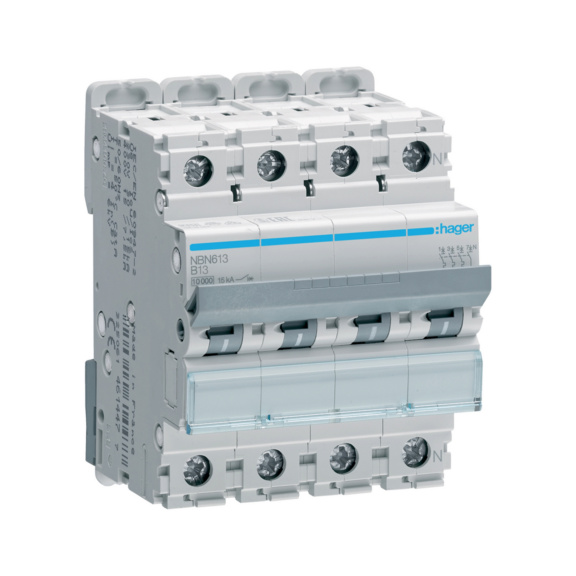 Miniature circuit breaker NBN Hager - CIRCUIT BREAKER NBN613 3L+N B-13A 10KA 4