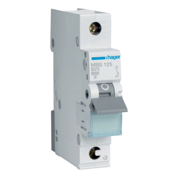 Miniature circuit breaker MBS Qc Hager - MCB MBS125 1X25A B-CURVE QC