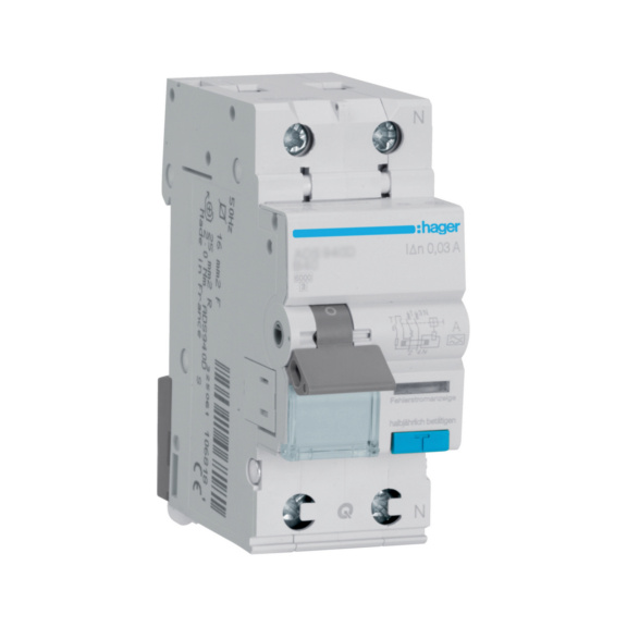 Residual current circuit breaker with overcurrent protection ADS Hager - RCCB ADS982D 30MA A/2X32A C QC 6KA