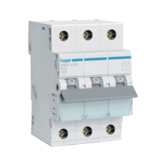 Miniature circuit breaker MBN Hager - MCB MBN332E 3X32A B-CURVE 6KA