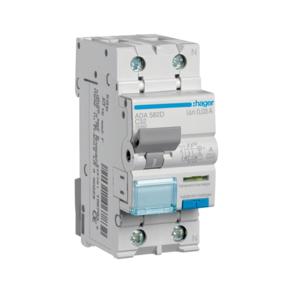 Residual current circuit breaker with overcurrent protection ADA Hager - RCBO ADA582D 30MA A/2X32A C-C. 10KA