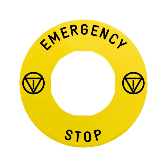 Button/indicator plate XB4/5 Harmony - EMERGENCY STOP SHIELD 60MM YE ZBY9330T