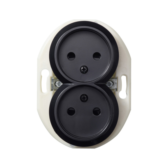 Flush-mounted outlet  IP20/IP21 Renova - SOCKET OUTLET 2-N 16A IP21 2X BK RENOVA