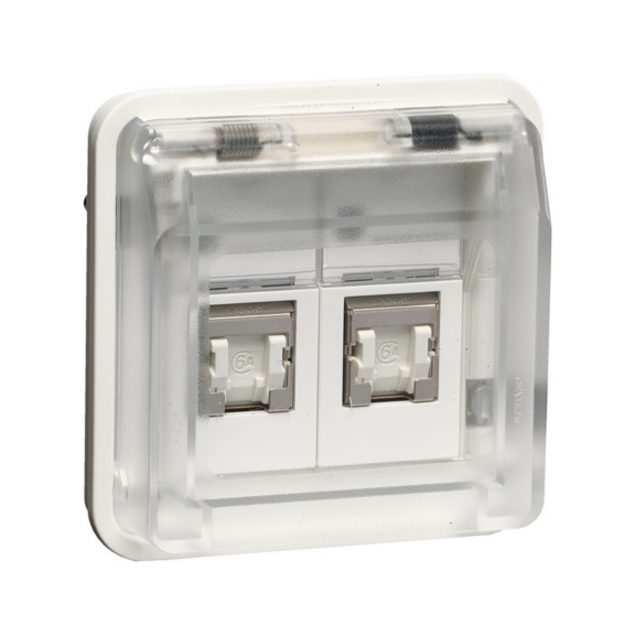  - TELE OUTLET 2XRJ45 CAT6A STP IP55 WT