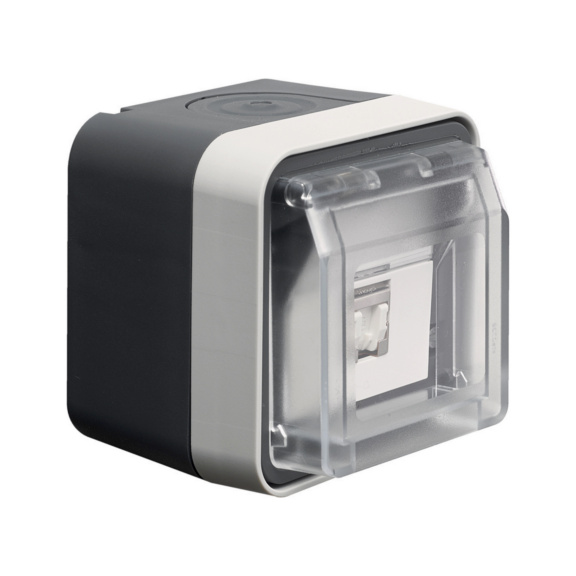  - TELE OUTLET 1XRJ45 CAT6A STP IP55 GY