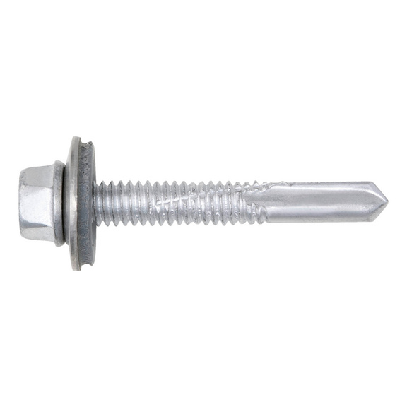 Self-drilling screw, hexagon head, includes seal PIASTA A2 + RUSPERT, long drill tip - PIASTA A2/BI D7504-K 5,5X40/5 RUSP.WASHE