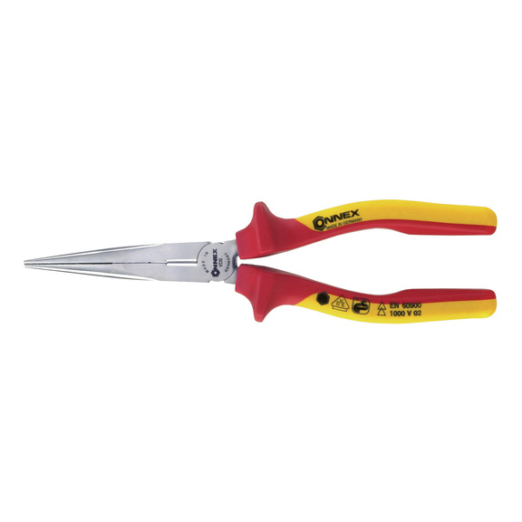 Flat round nose pliers, VDE - SNIPE NOSE SIDE CUTTING PLIERS 200MM VDE