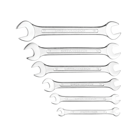 Wrench set, 6&nbsp;pcs, DIN 3110 - OPEN-END SPANNER SET 6 PIECES DIN3110