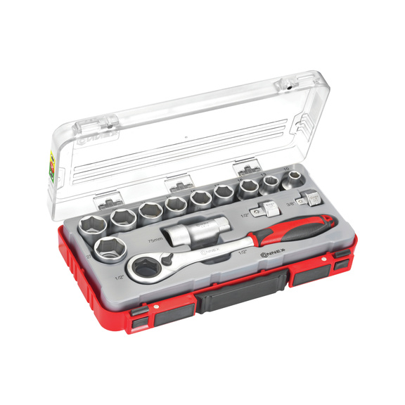 Socket wrench set 1/2" + 3/8", 14&nbsp;pieces