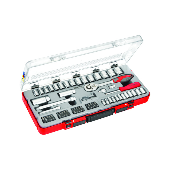 Socket wrench set, 3/8" + 1/4", 58&nbsp;pieces
