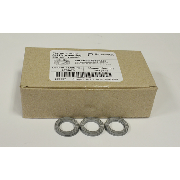 Pair of wedge toothed lock plates wide - LOCK WASHER DIN25201 A4 M8 BROAD
