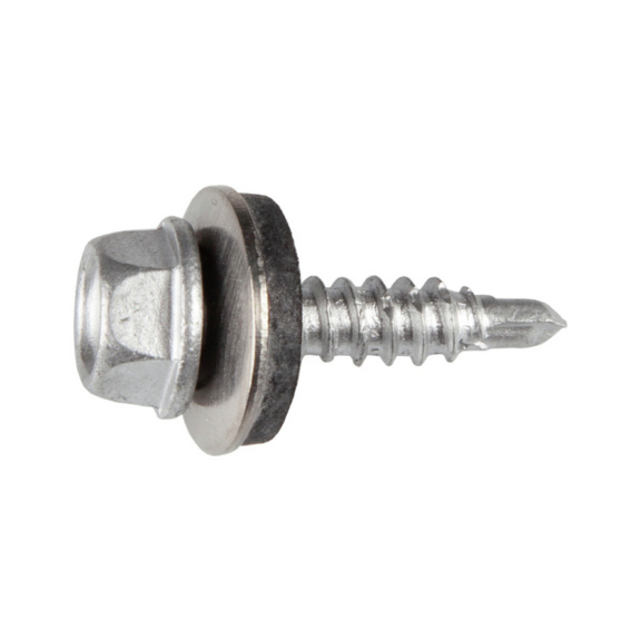 Drilling screw, hexagon head, with lapping bit and seal PIASTA A2 + RUSPERT - PIASTA A2/BI D7504-K 4,8X20 RED.P..WASH