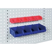Hook-in rail with easy-view storage bins