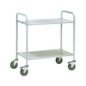 Serving trolley with wooden load areas
