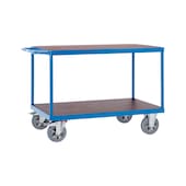 Mesa con ruedas para cargas pesadas con zonas de carga de madera por diseño