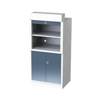 Coffee cabinet with aluminium roller shutter RAL 7035/RAL 7016