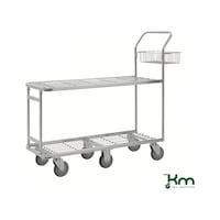 Table trolley with two grid load areas and six castors