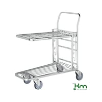 Platform trolley, nestable w/ height-adjustable load area