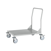 C3 platform trolley with push handle and stainless steel load area