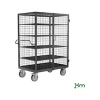 Cabinet trolley made of wire grid with hinged doors