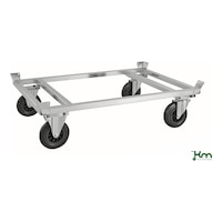 Pallet trolley made of steel, with corner braces, low