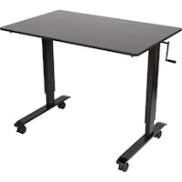 Desk height-adjustable with speed crank handle