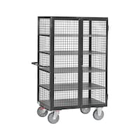 Cabinet trolley with 5 loading areas – with total stop