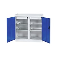 Machine accessory cabinet with hinged doors, height 1000 mm