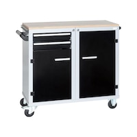 Wheeled workbenches with CLIP-O-FLEX hook-on system